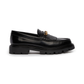 Margaret Chain Plaque Loafers with Fringes in Polished Bullskin - Black