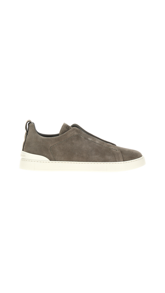 Suede Triple Stitch Low Top Sneakers - Mouse Grey