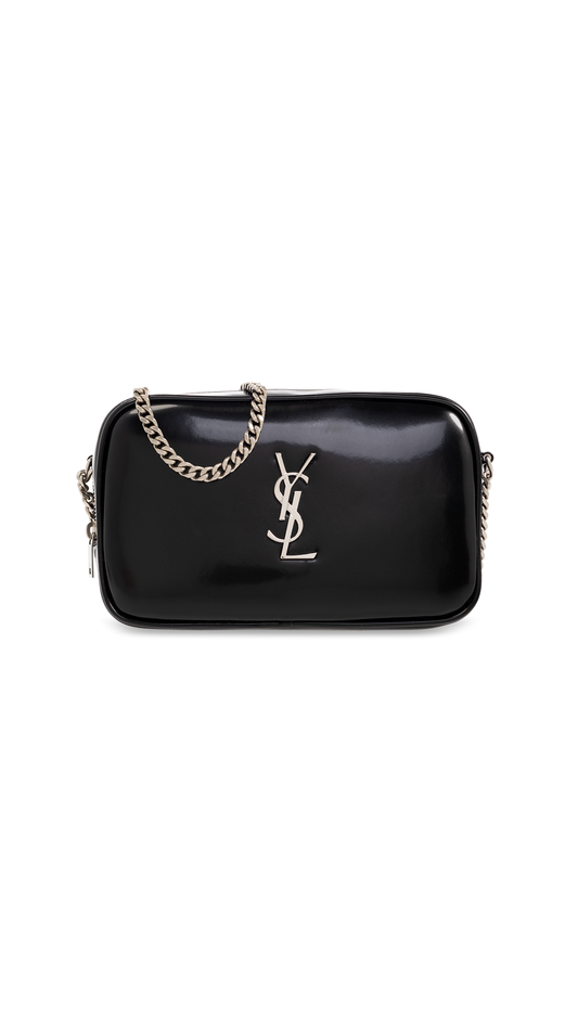 Mini Lou Bag in Shiny Canvas - Black