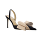 Le Cadeau Satin Slingback with Bow - Black/Beige