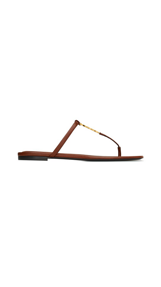Cassandra Slides in Smooth Leather - Cigare
