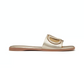 Vlogo Cut-out Laminated Nappa Leather Slide Sandal - Platinum/Antique Brass