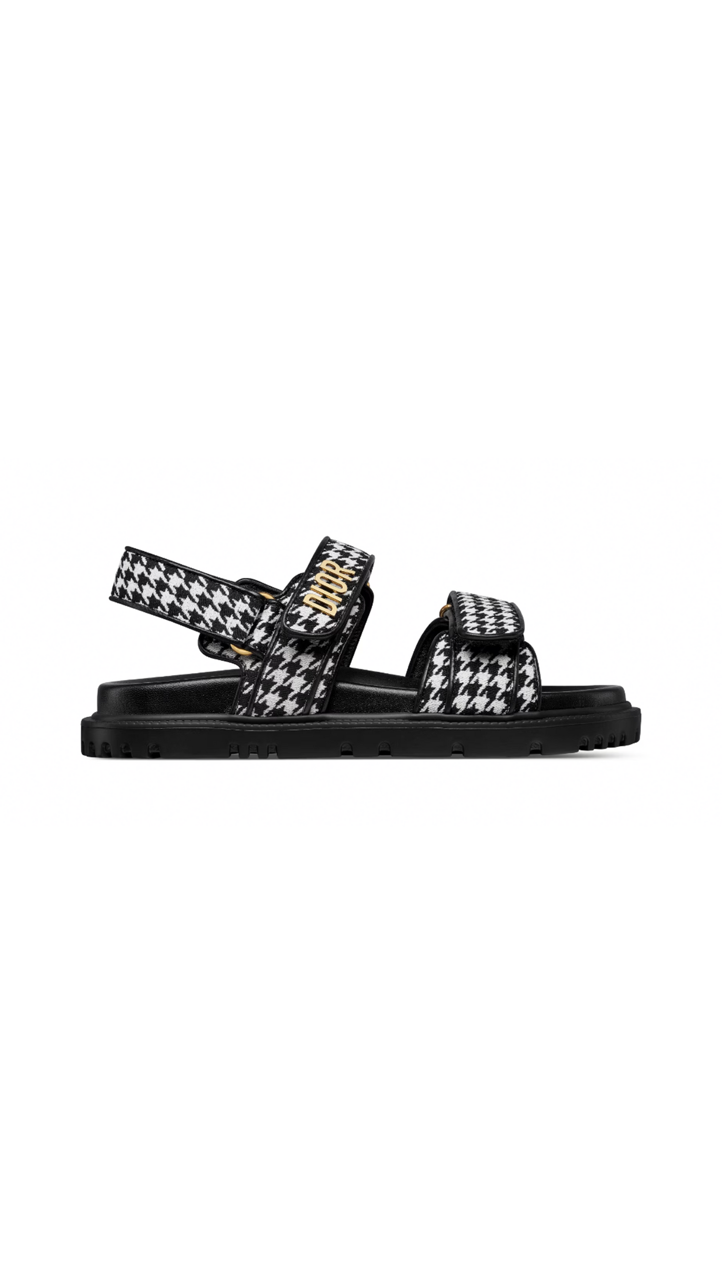Dioract Micro-Houndstooth Print Sandals - Black/White
