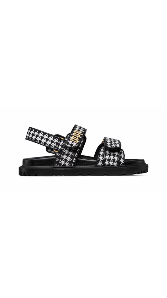Dioract Micro-Houndstooth Print Sandals - Black/White