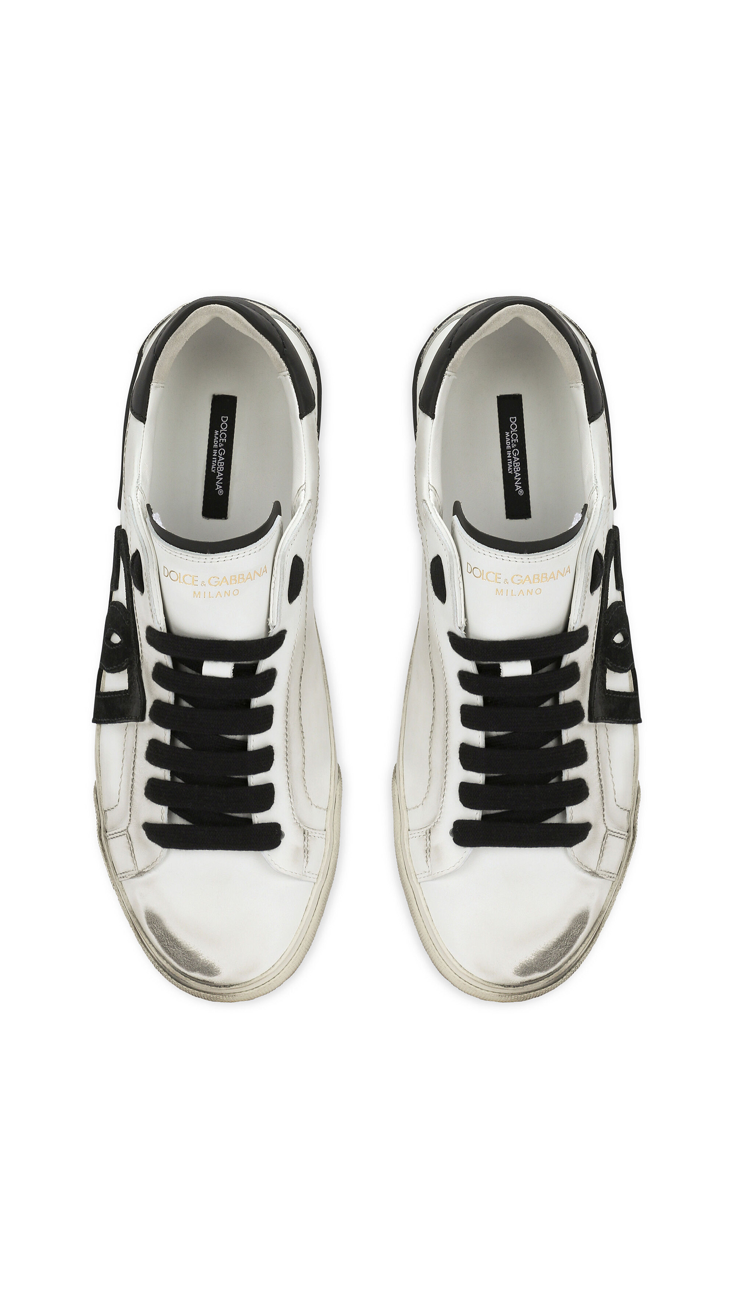 Calfskin Portofino Vintage Sneakers - White/Black