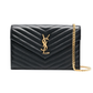 Cassandre Matelassé Chain Wallet in Lambskin - Black