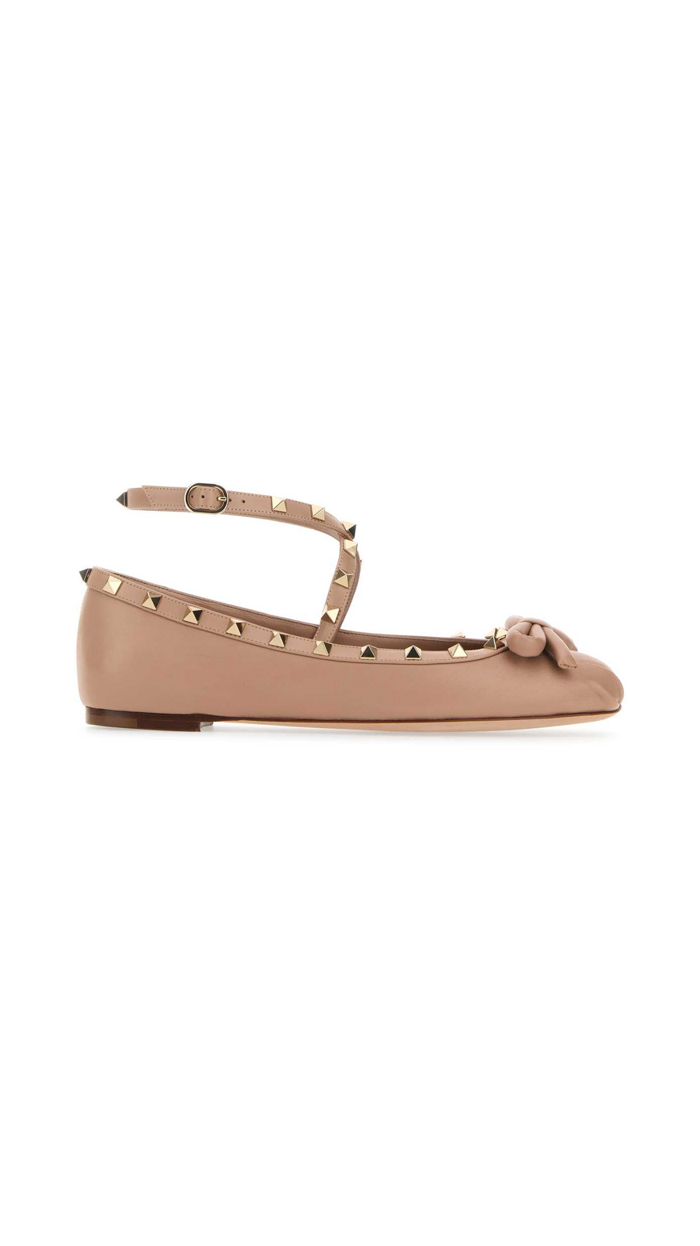 Rockstud Ballerinas in Nappa Leather - Rose Cannelle