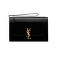 Cassandre Flap Pouch in Shiny Leather - Black