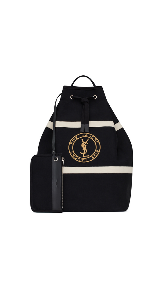 Rive Gauche Sling Bag in Canvas - Black/White
