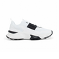 True Act Low Top Sneakers in Mesh and Rubberized Fabric - White/Black