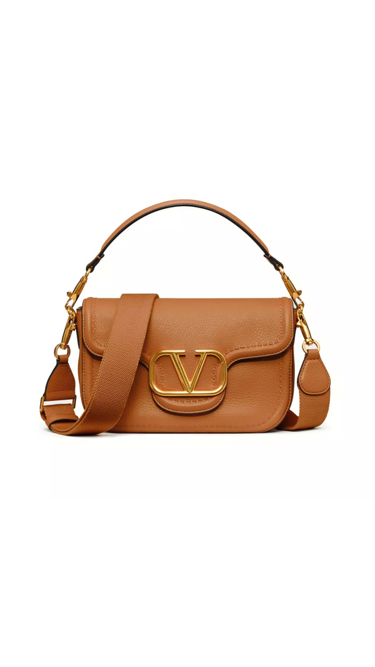 Alltime Grainy Calfskin Shoulder Bag - Almond