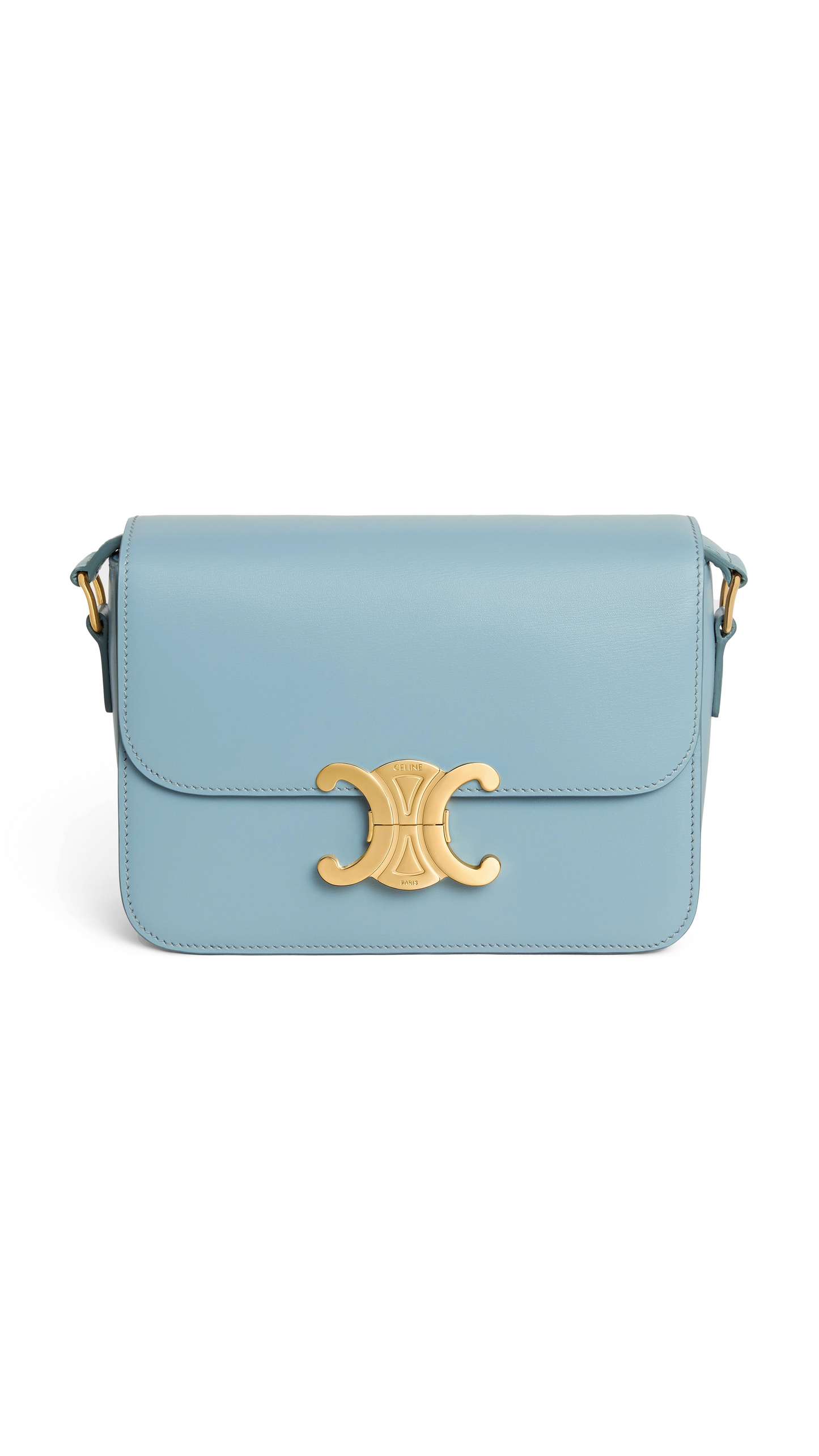 Teen Triomphe Bag in Shiny Calfskin - Pale Blue