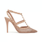 Rockstud Mesh Pump with Crystals and Straps 100MM - Rose Cannelle