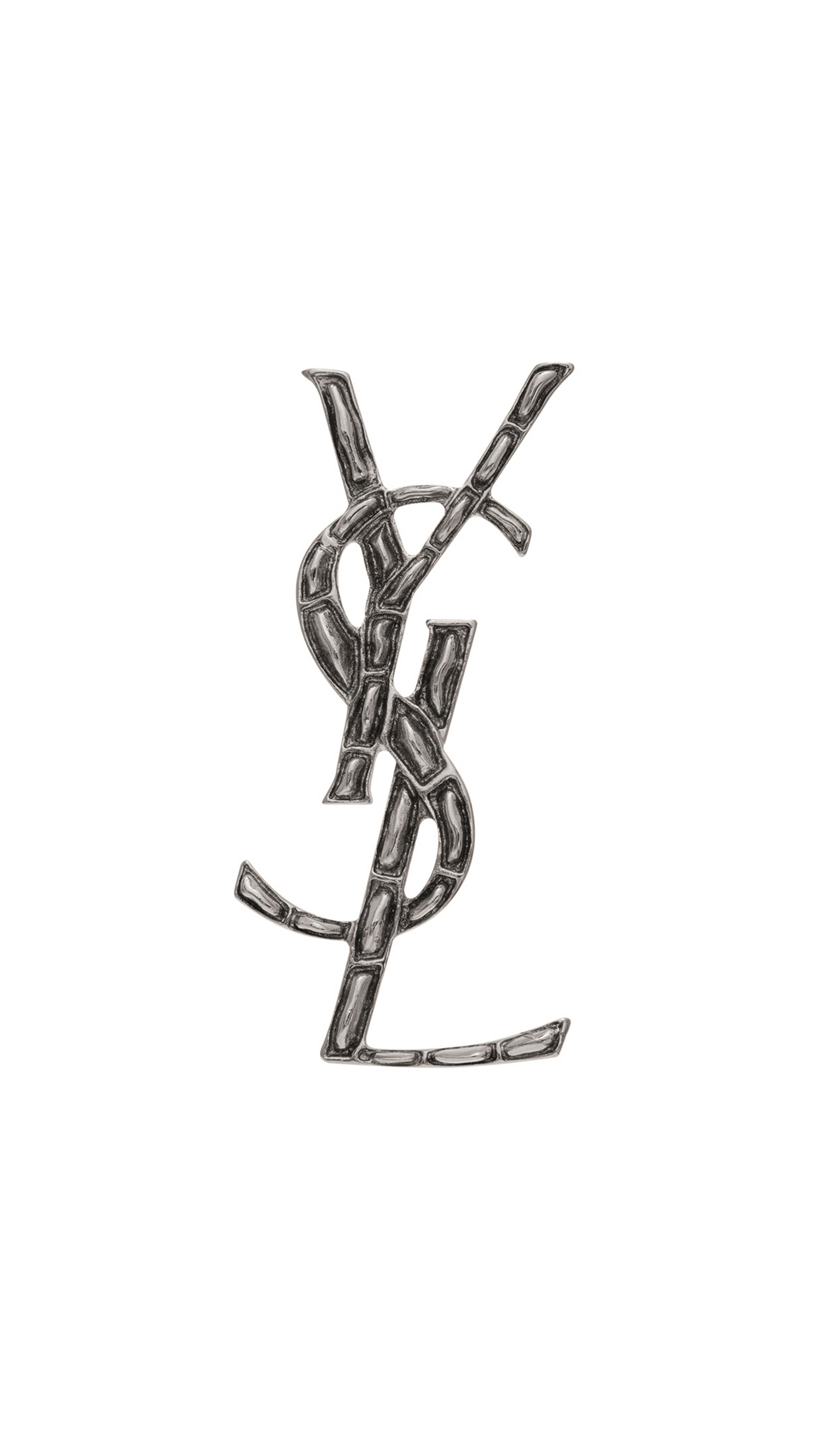 Opyum YSL Crocodile Brooch in Silver Brass - Oxidized Silver