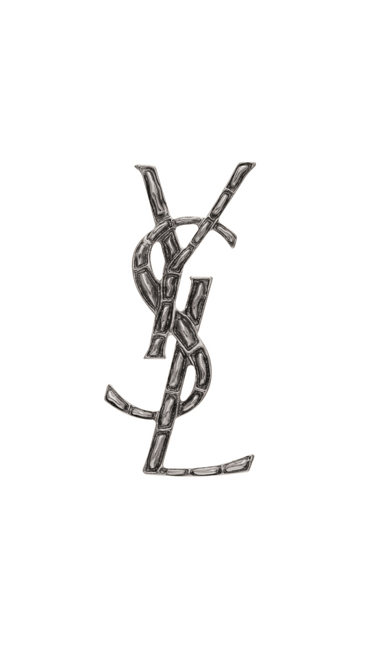 Opyum YSL Crocodile Brooch in Silver Brass - Oxidized Silver