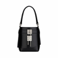 Micro Shark Lock Bucket Bag in Box Leather - Black