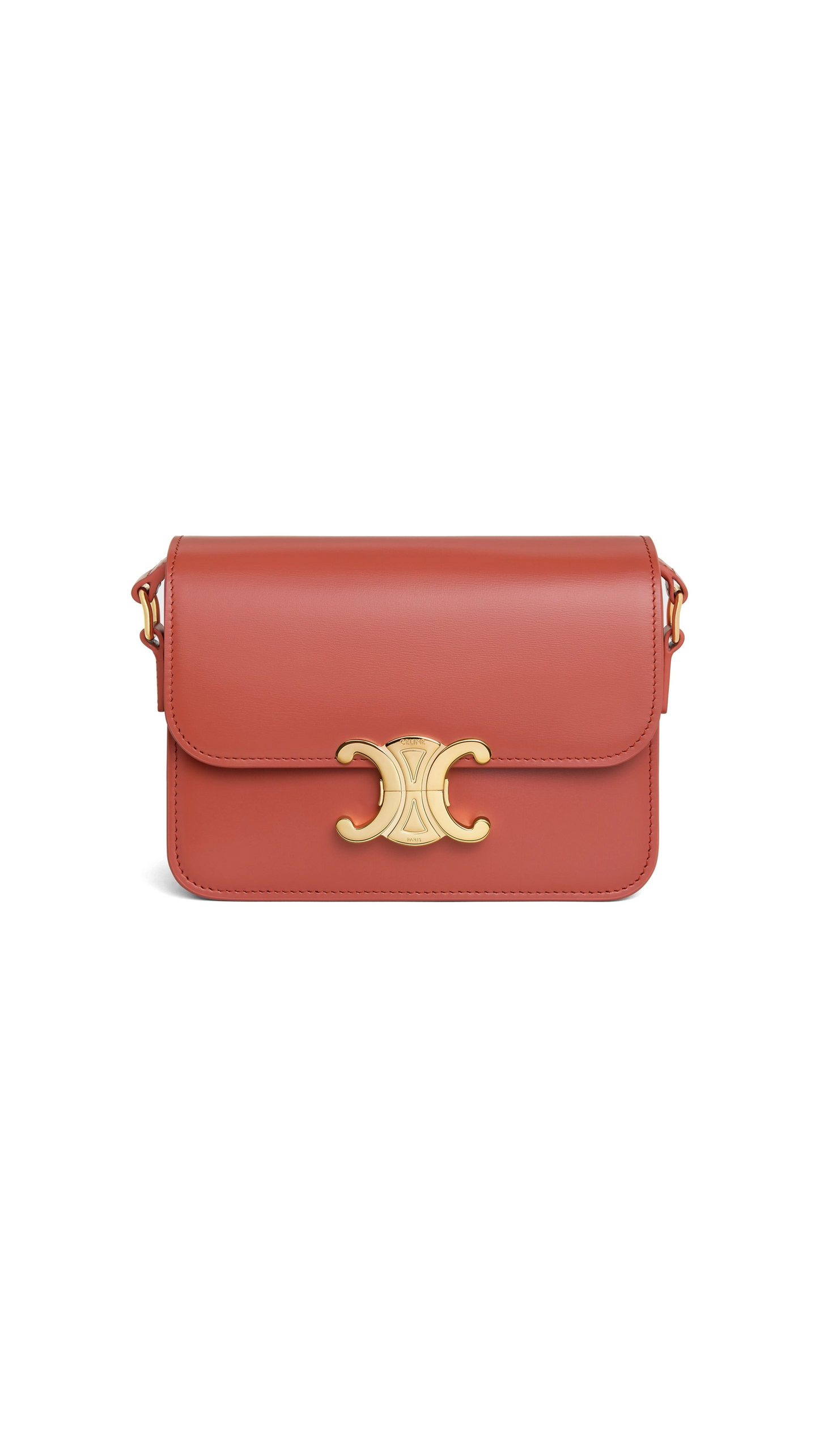 Teen Triomphe Bag in Shiny Calfskin - Red Canyon