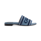 Slide Sandal with Gucci Script in Denim - Blue