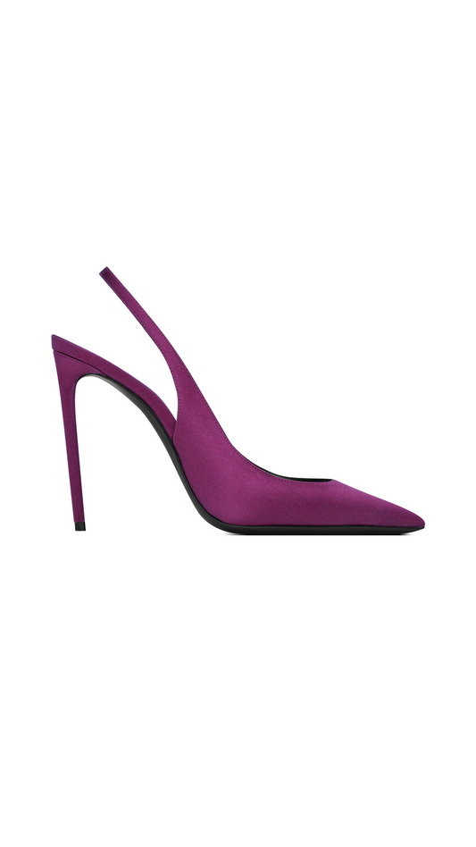 Zoe Slingback Pump in Crepe Satin - Prune