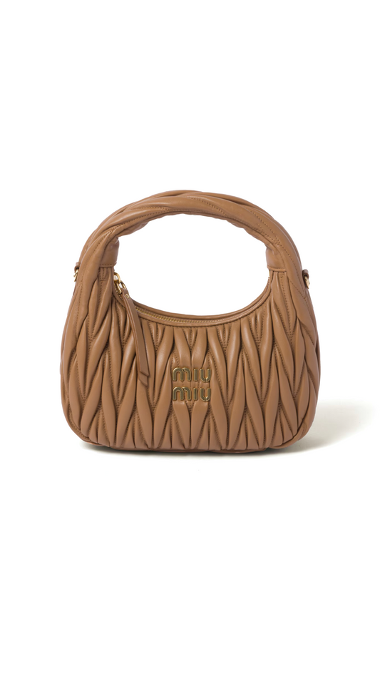 Wander Matelassé Nappa Leather Hobo Bag - Caramel