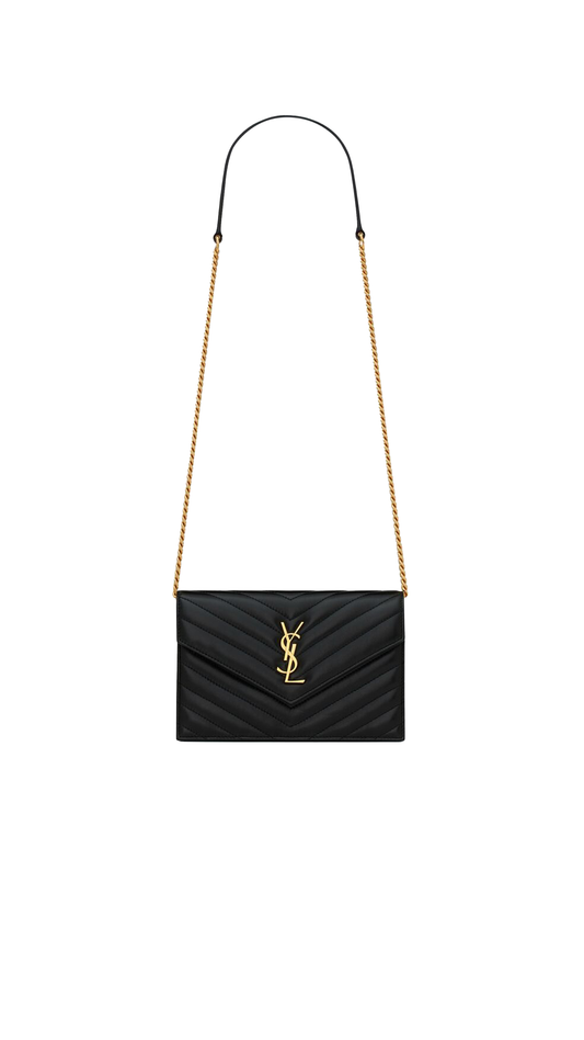 Cassandre Envelope Chain Wallet in Lambskin - Black