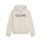 Loose Hoodie in Cotton Fleece - Cream/Black