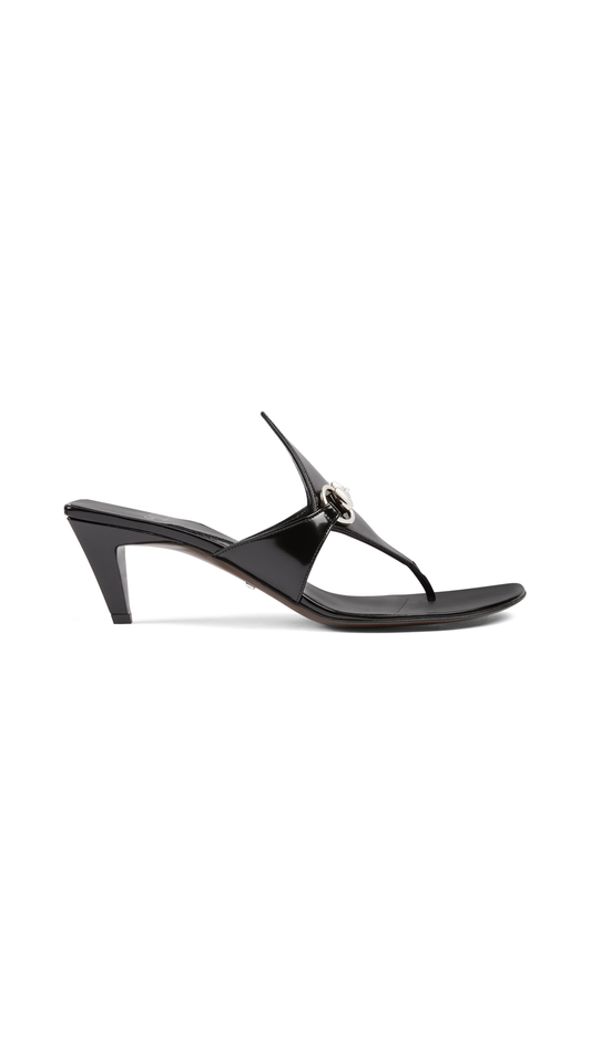 Thong Sandals with Horsebit - Black