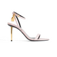 Lizard-Embossed Leather Padlock Pointy Naked Sandal - Light Pink