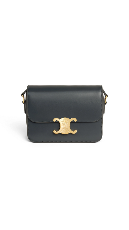 Teen Triomphe Bag in Shiny Calfskin - Slate Grey