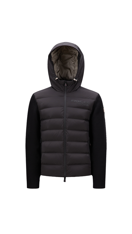 Padded Zip-Up Hoodie - Black