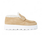 Suede Flatform Loafers with Shearling Lining - Ecru