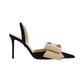 Le Cadeau Satin Slingback with Bow - Black/Beige