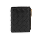 Small Intrecciato Bi-Fold Zip Wallet - Black