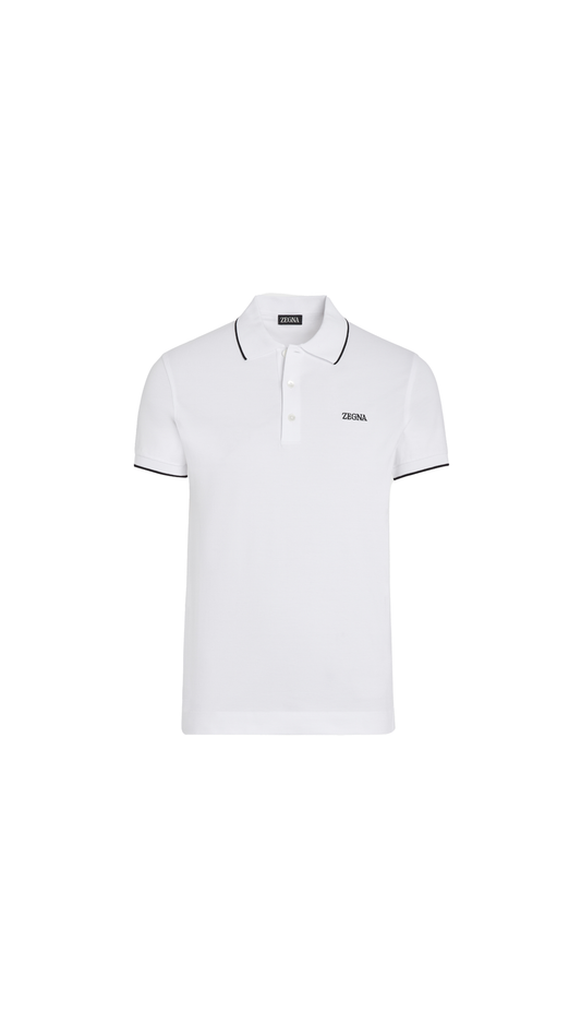 Stretch Cotton Polo Shirt - Optical White