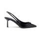 Saffiano Patent Leather Slingback Pumps - Black
