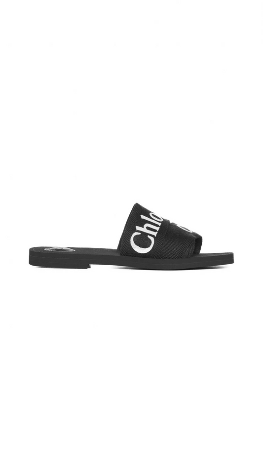 Woody Flat Mule - Black/White