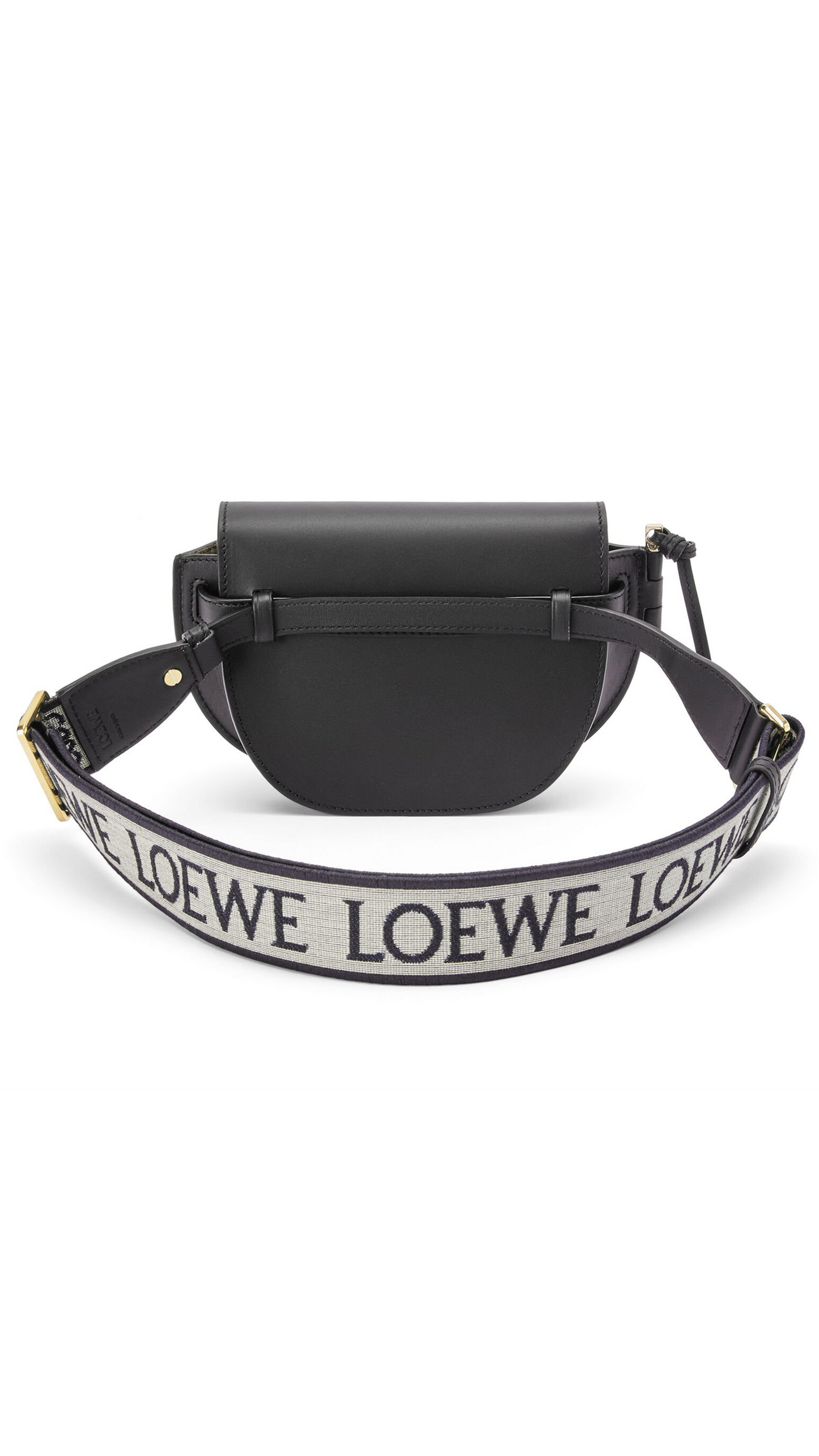 Mini Gate Dual Bag in Soft Calfskin and Jacquard - Black