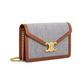 Wallet on Chain Margo in Striped Textile and Calfskin - Navy