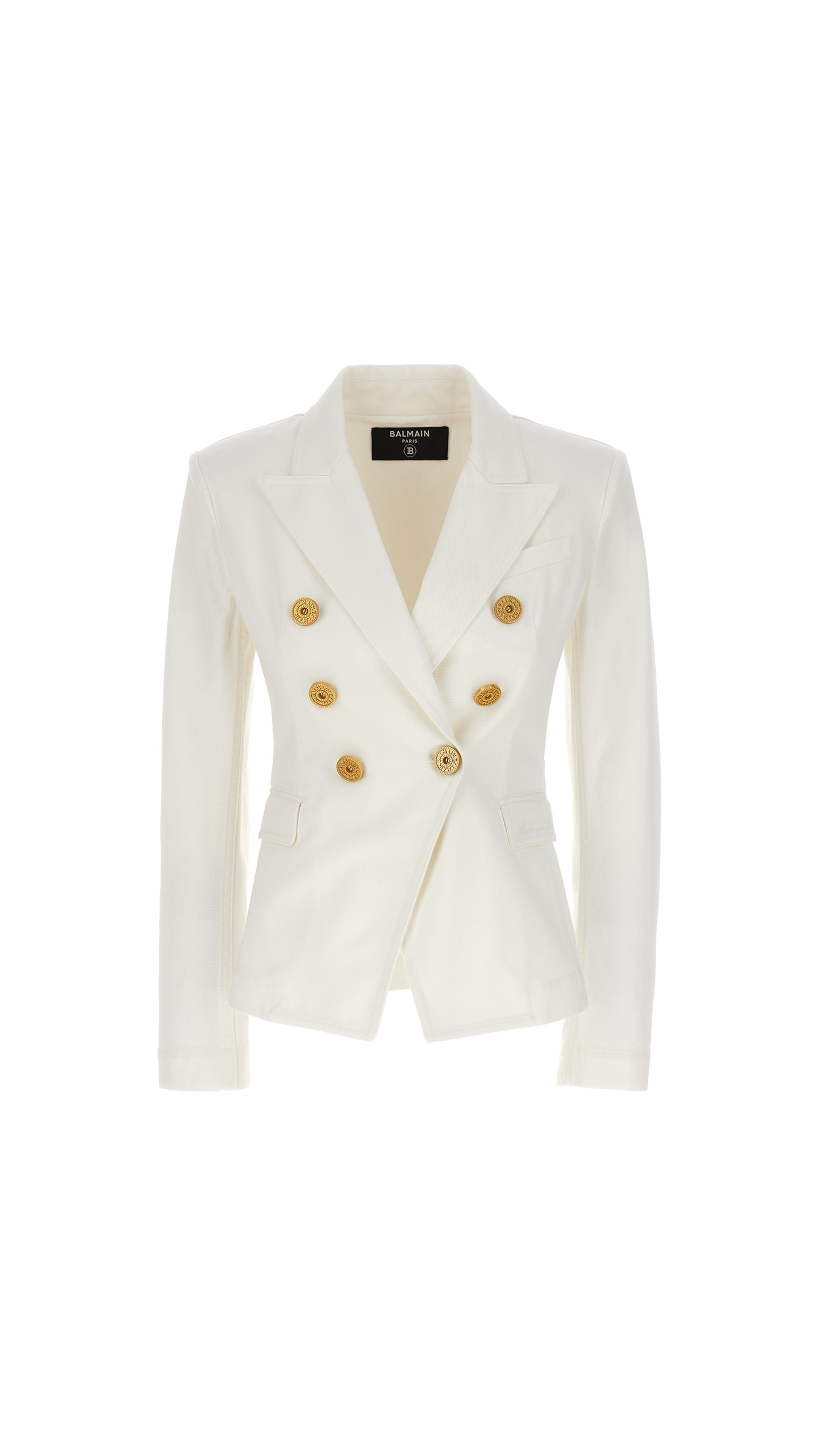 6 Button Denim Jacket - White