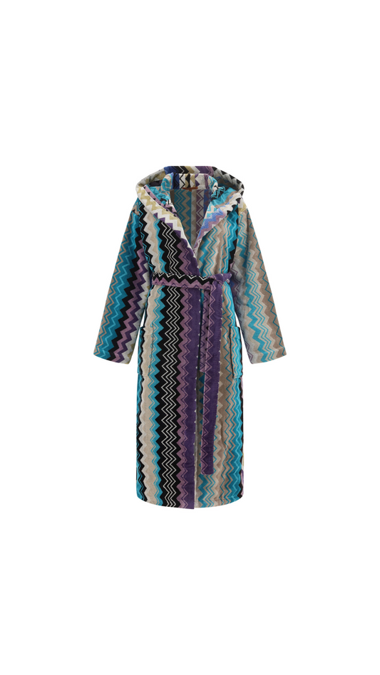 Giacomo Hooded Bathrobe - Blue Multi
