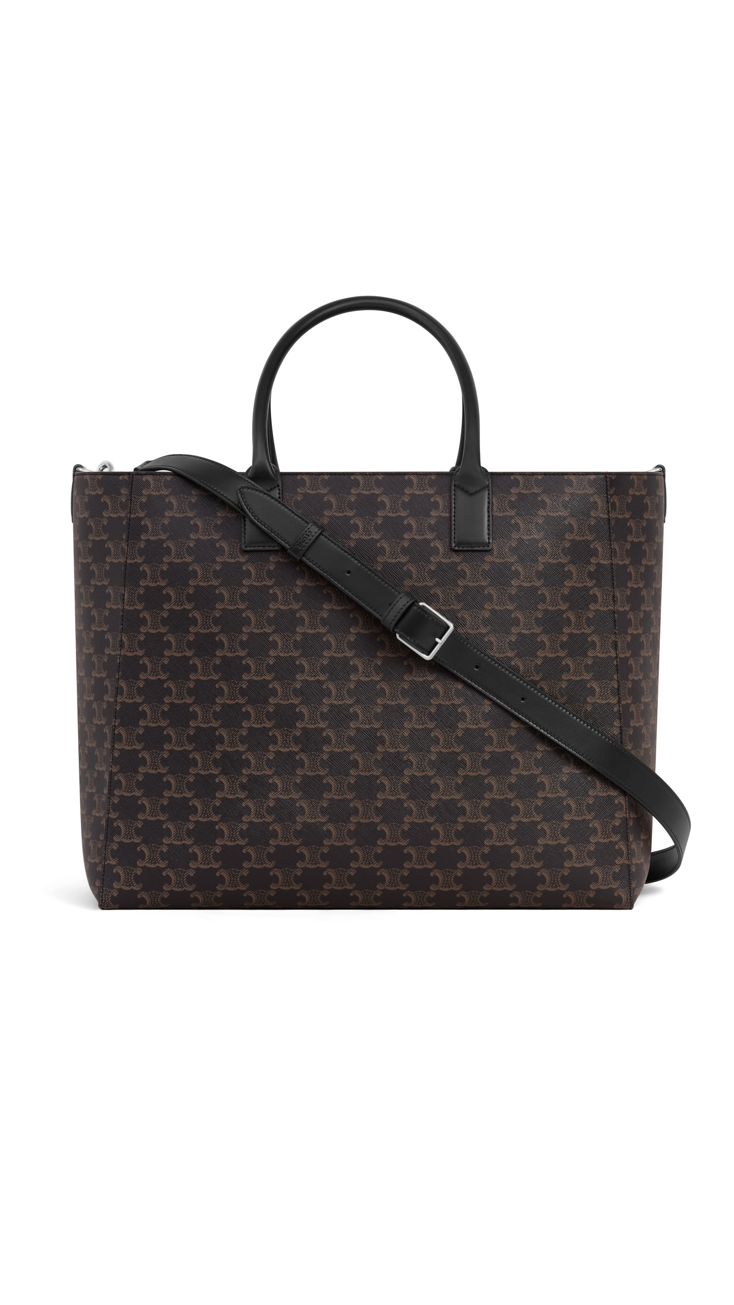 Large Cabas in Triomphe Canvas and Calfskin - Black