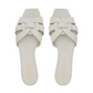 Tribute Flat Mules in Smooth Leather - White