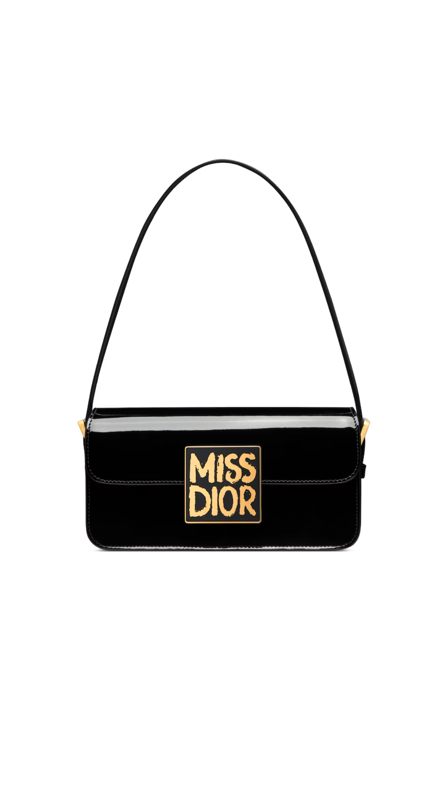 Miss Dior Flap Bag in Patent Leather - Black