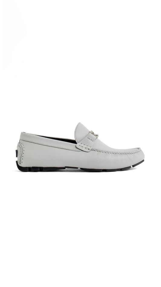 Odeon Loafer in Grained Leather - Grey/Beige
