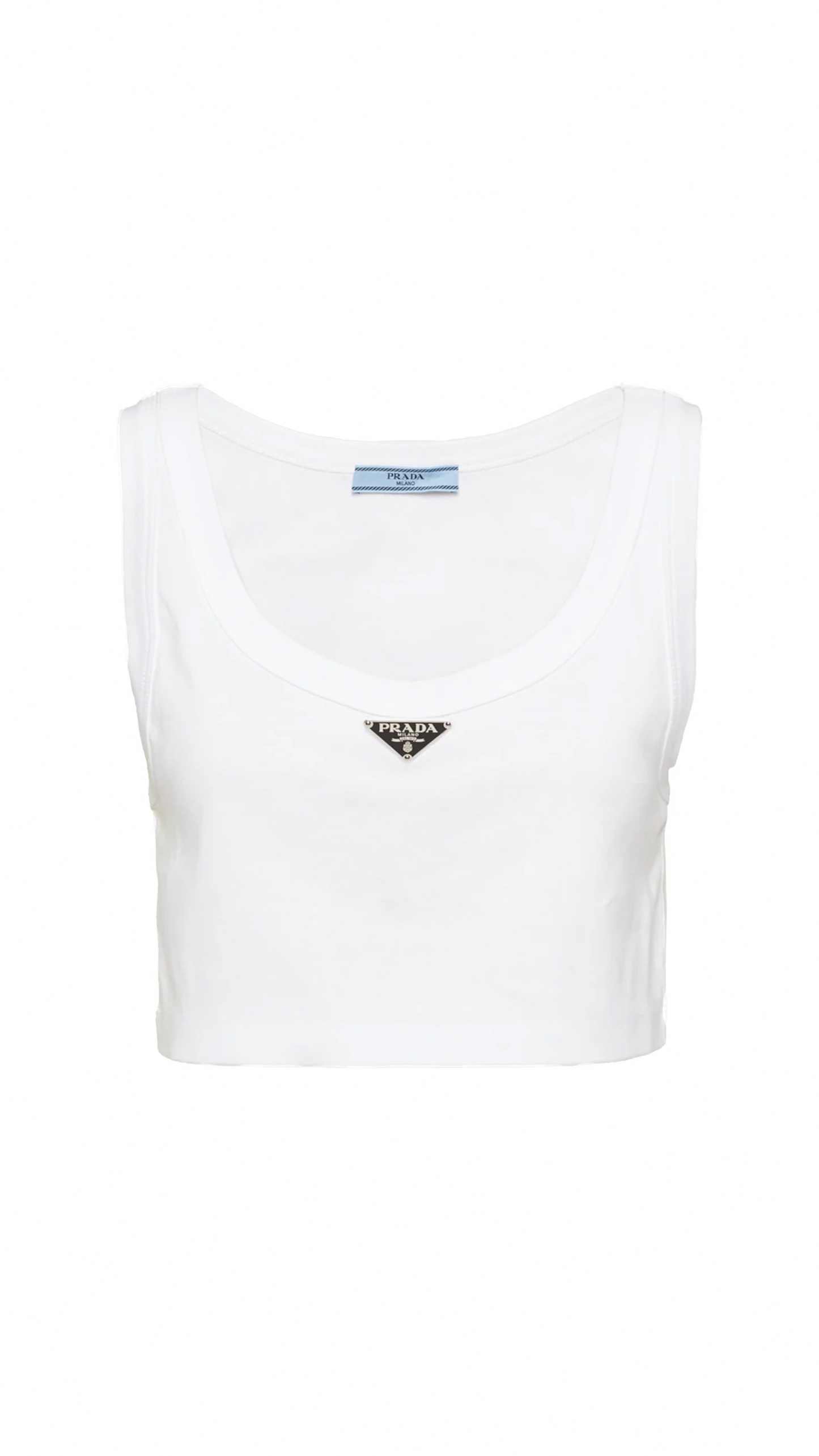 Ribbed Jersey Cropped Tank - White