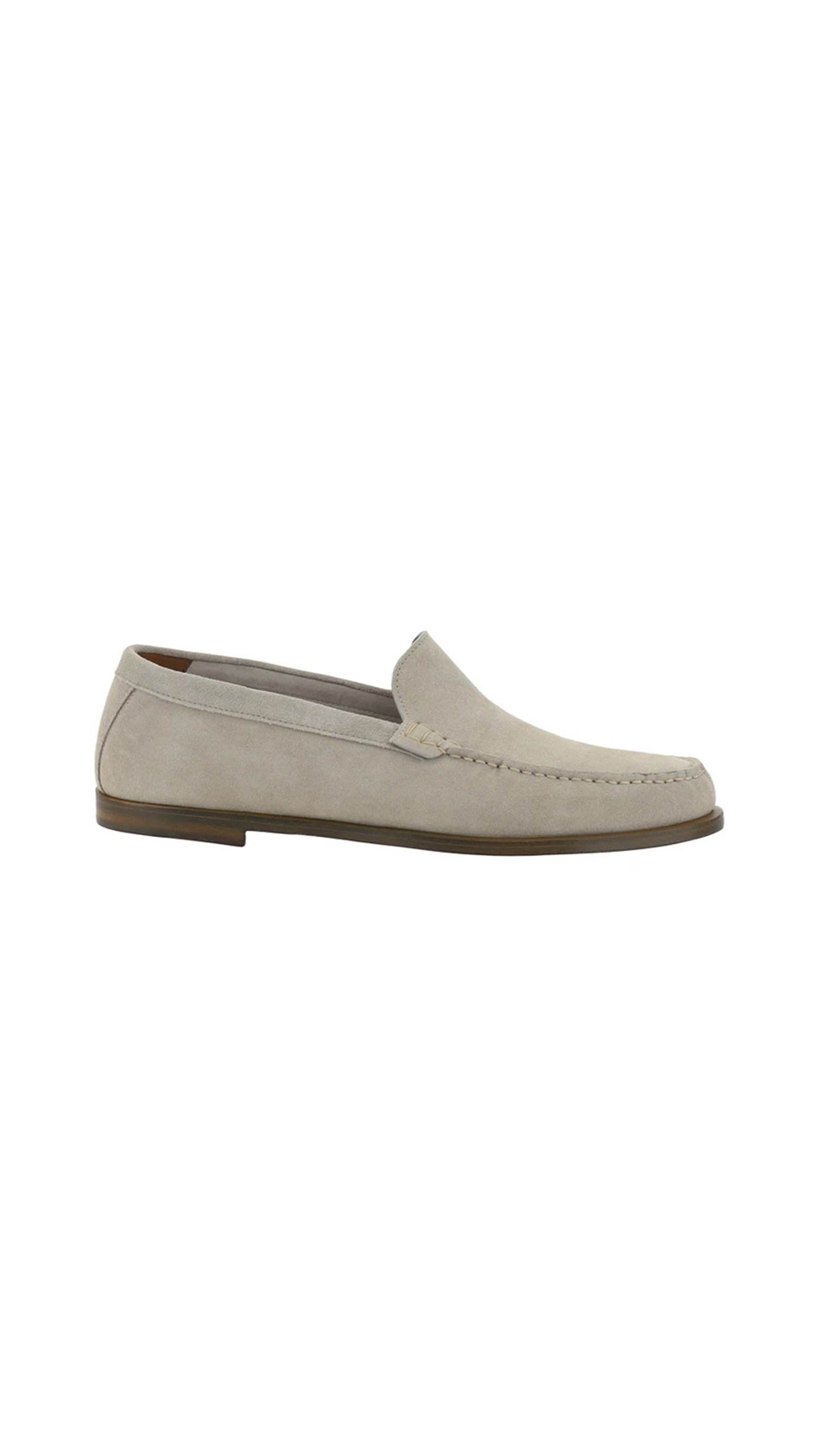 Suede Penny Loafers - Feather Grey