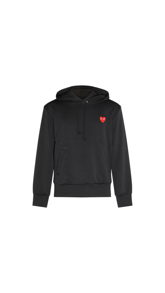 Embroidered Heart Hoodie - Black