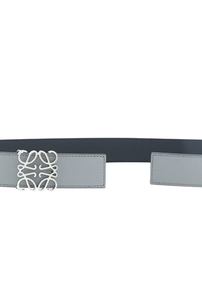 Reversible Anagram Belt in Smooth Calfskin - Asphalt Grey/Black/Palladium