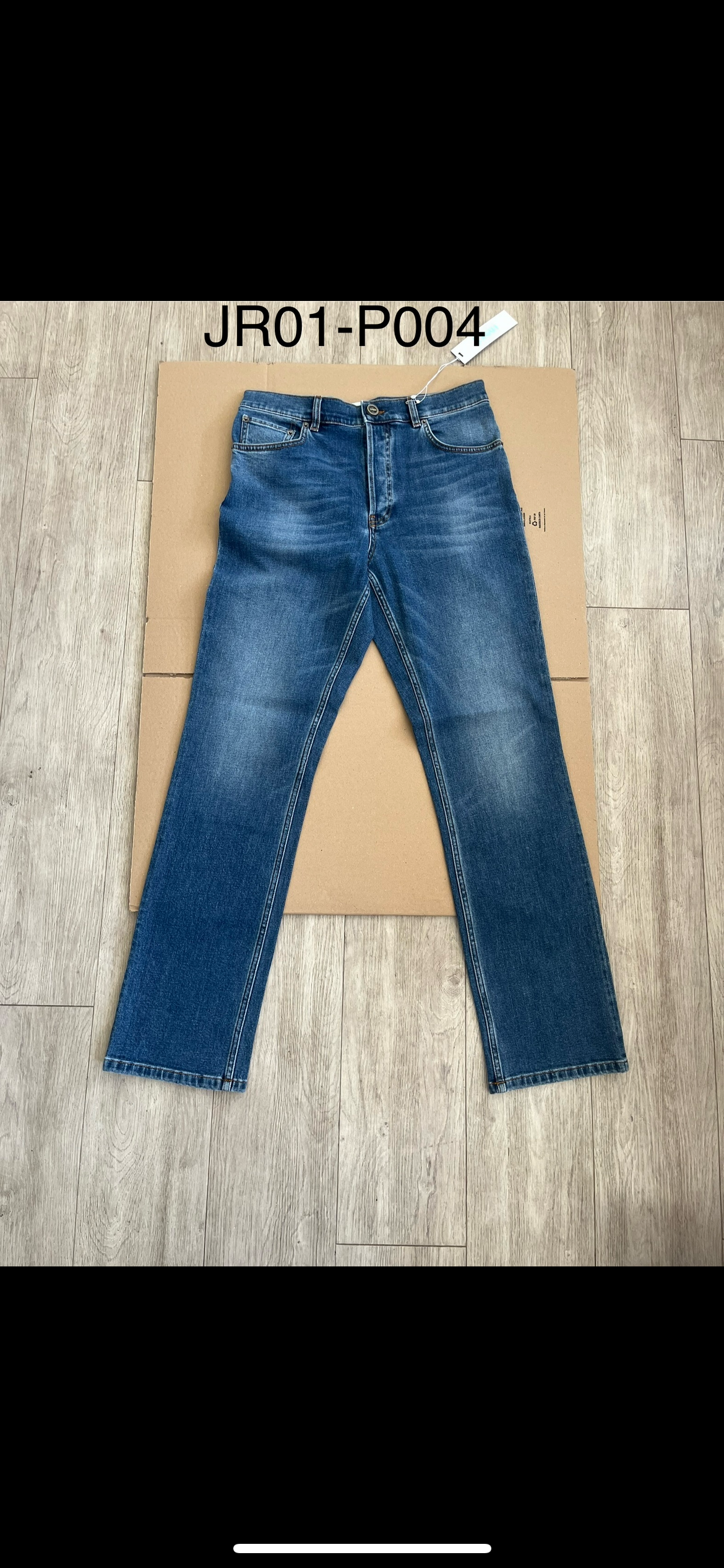 Stretch Denim Straight Jeans - Blue