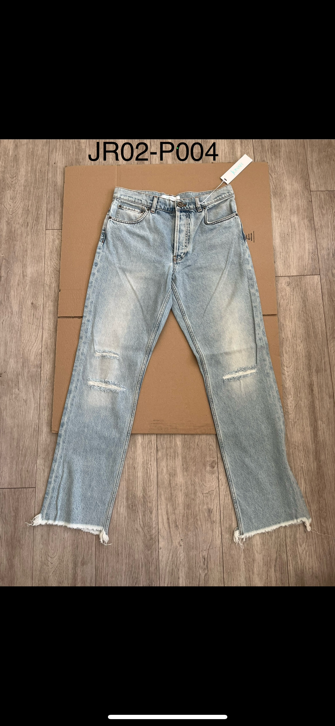 Stretch Denim Straight Jeans - Light Blue